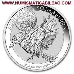 AUSTRALIA 1 DOLAR 2018 KOOKABURRA PAJARO MONEDA DE PLATA PURA $1 Dollar Coin OZ OUNCE silver bullion ONZA