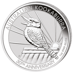 .@1 ONZA 2020@ AUSTRALIA 1 DOLAR 2020 KOOKABURRA PAJARO 30 ANIVERSARIO 1990 MONEDA DE PLATA PURA SC $1 Dollar Coin OZ silver