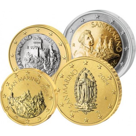 . @01 JULIO - Envío@ 4 MONEDAS x SAN MARINO 20 + 50 CENTIMOS 2026 + 1 EURO 2026 + 2 EUROS 2026 NUEVO DISEÑO