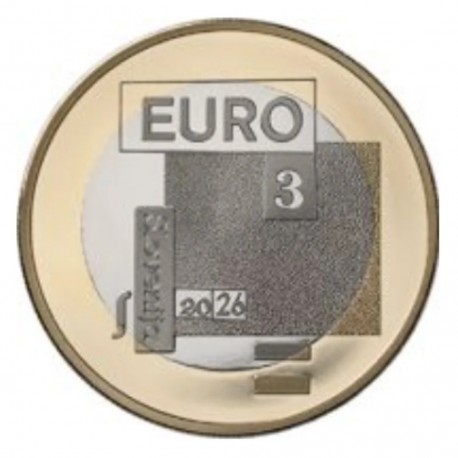 . @01 JULIO - Envío@ ESLOVENIA 3 EUROS 2026 SRECKO KOSOVEL MONEDA BIMETALICA SC Slovenia