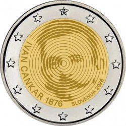 . @01 JULIO - Envío@ ESLOVENIA 2 EUROS 2026 IVAN CANKAR Escritor MONEDA CONMEMORATIVA SC Slovenia