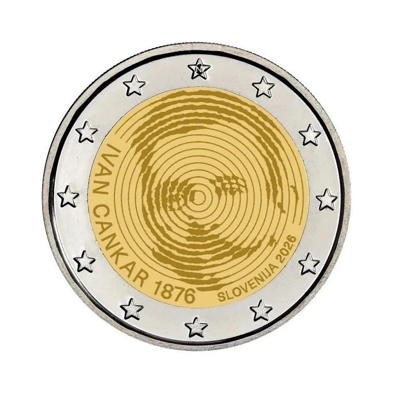. @ENVÍO HOY@ ESLOVENIA 2 EUROS 2026 IVAN CANKAR Escritor MONEDA CONMEMORATIVA SC Slovenia