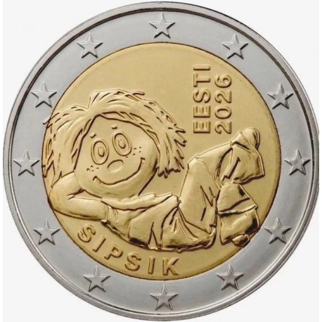 . @01 JULIO - Envío@ ESTONIA 2 EUROS 2026 SIPSIK Cuento infantil 1ª MONEDA CONMEMORATIVA Eesti Estonie euro coin