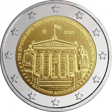 . @01 JULIO - Envío@ GRECIA 2 EUROS 2026 ACADEMÍA DE ATENAS 1º MONEDA CONMEMORATIVA SC Greece