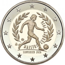 . @05/JULIO - Envío@ ESLOVAQUIA 2 EUROS 2026 EUROCOPA DE FÚTBOL en 1976 2ª MONEDA CONMEMORATIVA SC Slovakia