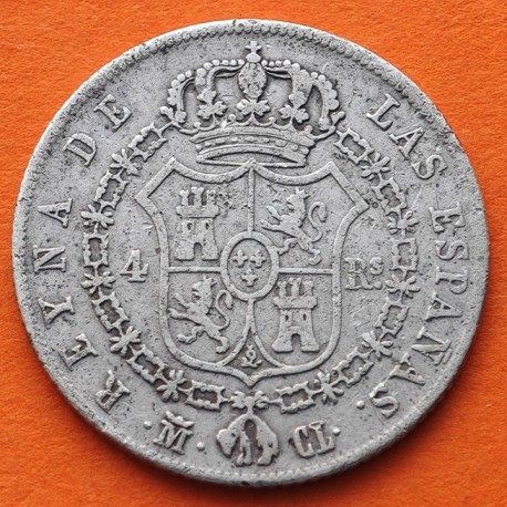 ESPAÑA Reina ISABEL II 4 REALES 1849 CL Ceca de MADRID KM.519 MONEDA DE PLATA MBC- Spain silver coin R/1