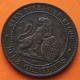 ESPAÑA Gobierno Provisional 10 CENTIMOS 1870 OM DAMA y LEON KM.661 MONEDA DE BRONCE MBC Spain R/4