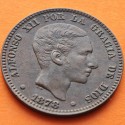 ESPAÑA Rey ALFONSO XII 10 CENTIMOS 1878 OM REY y ESCUDO KM.675 MONEDA DE BRONCE MBC++ Spain R/5