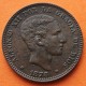 ESPAÑA Rey ALFONSO XII 10 CENTIMOS 1878 OM REY y ESCUDO KM.675 MONEDA DE BRONCE MBC++ Spain R/5
