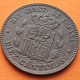 ESPAÑA Rey ALFONSO XII 10 CENTIMOS 1878 OM REY y ESCUDO KM.675 MONEDA DE BRONCE MBC++ Spain R/5