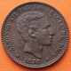 ESPAÑA Rey ALFONSO XII 10 CENTIMOS 1878 OM REY y ESCUDO KM.675 MONEDA DE BRONCE MBC++ Spain R/5