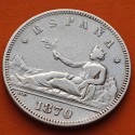 ESPAÑA Gobierno Provisional 2 PESETAS 1870 * 18 70 SNM DAMA SENTADA KM.654 MONEDA DE PLATA Spain silver R/4
