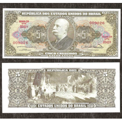 BRASIL 5 CRUZEIROS 1963 CONQUISTA DEL AMAZONAS BARAO DO RIO BRANCO Pick 176B BILLETE SC Brazil UNC BANKNOTE