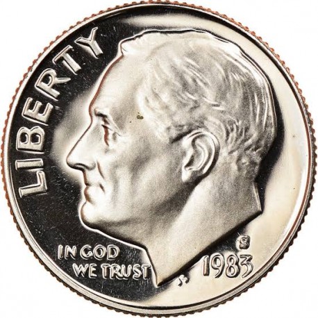 ESTADOS UNIDOS 10 CENTAVOS DIME 1983 S ROOSVELT KM.195A MONEDA DE NICKEL @PROOF@ USA 10 Cents coin