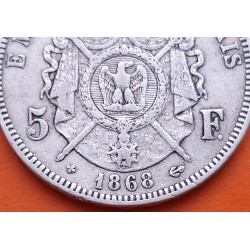 FRANCIA 5 FRANCOS 1868 A Ceca de PARÍS - EMPERADOR NAPOLEON III KM.799.1 MONEDA DE PLATA MBC France R/4