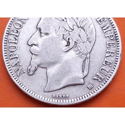 FRANCIA 5 FRANCOS 1868 A Ceca de PARÍS - EMPERADOR NAPOLEON III KM.799.1 MONEDA DE PLATA MBC France R/4