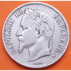 FRANCIA 5 FRANCOS 1868 A Ceca de PARÍS - EMPERADOR NAPOLEON III KM.799.1 MONEDA DE PLATA MBC France R/4