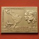 0,80 Onzas LINGOTE DE PLATA PURA y BAÑO DE ORO x ESPAÑA forma de sello 12 PESETAS - VIAJE AL CONTINENTE AMERICANO - CARABELA