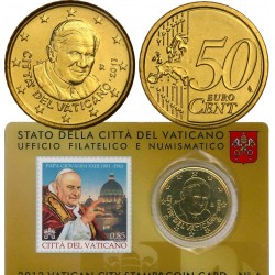 @OFERTA@ VATICANO 50 CENTIMOS 2013 BENEDICTO XVI COINCARD Nº 4 SELLO MUERTE DEL PAPA JUAN XXIII MONEDA DE LATON SC COIN CARD