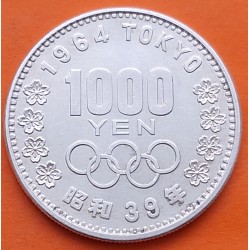 JAPON 1000 YEN 1964 OLIMPIADA DE TOKIO 64 MONTE FUJIYAMA KM.80 MONEDA DE PLATA @RARA@ slver coin JAPAN OLYMPIC GAMES