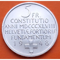 SUIZA 5 FRANCOS 1948 B CONSTITUCION FEDERAL MUJER CON NIÑO KM.48 MONEDA DE PLATA SC- Switzerland silver