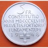 SUIZA 5 FRANCOS 1948 B CONSTITUCION FEDERAL MUJER CON NIÑO KM.48 MONEDA DE PLATA SC- Switzerland silver