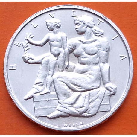 SUIZA 5 FRANCOS 1948 B CONSTITUCION FEDERAL MUJER CON NIÑO KM.48 MONEDA DE PLATA SC + IMPERFECCIONES Switzerland silver