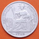 INDOCHINA FRANCESA 20 CENTIMOS 1922 DAMA ALEGÓRICA KM.17.1 MONEDA DE PLATA MBC- French Indochine FRANCIA