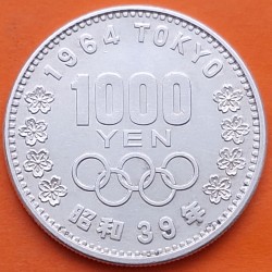 JAPON 1000 YEN 1964 OLIMPIADA DE TOKIO 64 MONTE FUJIYAMA KM.80 MONEDA DE PLATA @RARA@ slver coin JAPAN OLYMPIC GAMES