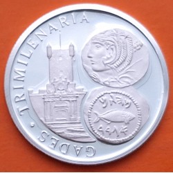 . 0,42 Onzas x CADIZ MONEDA MEDALLA DE PLATA PURA 999 DENARIOS GADES TRIMILENARIA 13,20 gramos ESPAÑA 1980