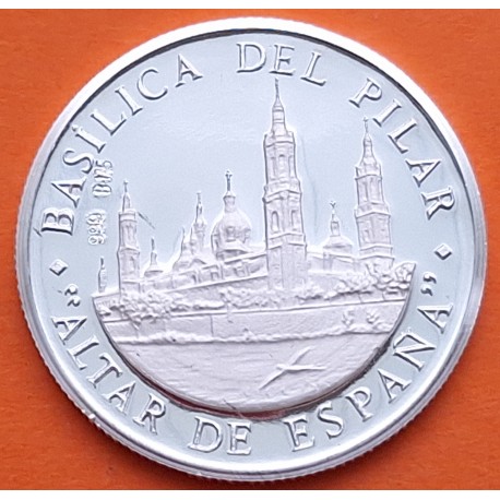 . 0,42 Onzas x ZARAGOZA MONEDA MEDALLA DE PLATA PURA 999 BASÍLICA DEL PILAR 13,20 gramos ESPAÑA 1980