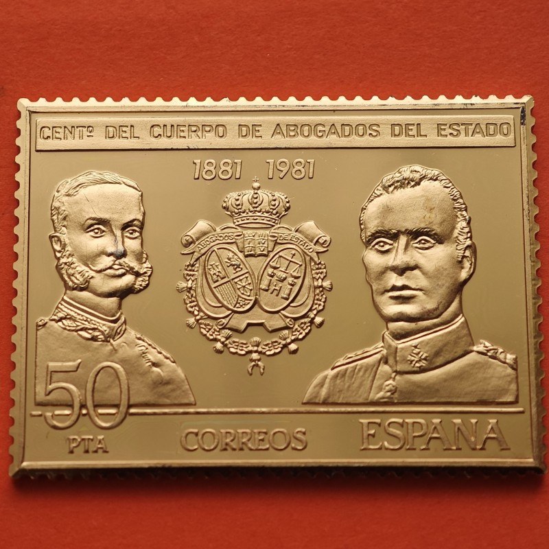0,80 Onzas LINGOTE DE PLATA PURA y BAÑO DE ORO x ESPAÑA forma de sello 12 PESETAS - REY CARLOS IV