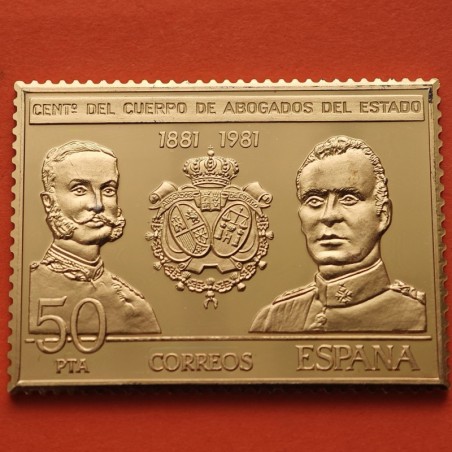 0,80 Onzas LINGOTE DE PLATA PURA y BAÑO DE ORO x ESPAÑA forma de sello 12 PESETAS - REY CARLOS IV