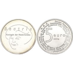 HOLANDA 5 EUROS 2004 AMPLIACION DE EUROPA KM.252 MONEDA DE PLATA SC Netherlands