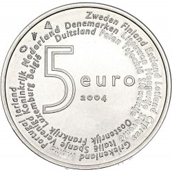 HOLANDA 5 EUROS 2004 AMPLIACION DE EUROPA KM.252 MONEDA DE PLATA SC Netherlands 0,37 ONZAS