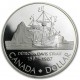 CANADA 1 DOLAR 1987 BARCO ANTIGUO DETROIT DAVIS STRAIT 1587 KM.154 MONEDA DE PLATA PROOF + CÁPSULA