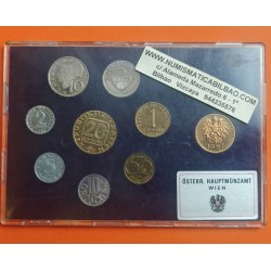 8 monedas x AUSTRIA ESTUCHE PROOF 1987 Ceca de VIENA 2+5+10+50 GROSCHEN y 1+5+10+20 SCHILLINGS 1987 + MEDALLA WIEN