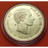 0,40 ONZAS x MEDALLA FNMT HISTORIA DE LA PESETA ESPAÑA 10 PESETAS 1878 ALFONSO XII PLATA BAÑO DE ORO 13,50 gramos 925 mls.