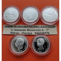 1,05 ONZAS x MEDALLA FNMT HISTORIA DE LA PESETA ESPAÑA 20 CENTIMOS 1870 + 50 CENTIMOS 1869 1880 1892 + 5 PESETAS 1871 PLATA