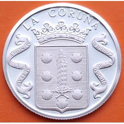 . 0,42 Onzas x LA CORUÑA MONEDA MEDALLA DE PLATA PURA 999 NINGUÉN É FORASTEIRO 13,20 gramos ESPAÑA 1980