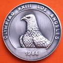** 1,14 ONZAS de PLATA PURA 999 ** MEDALLA OLIMPIADA de LOS ANGELES 1984 ÁGUILA y LOGO 40 mm