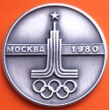 ** 1,08 ONZAS de PLATA PURA 999 ** MEDALLA OLIMPIADA de MOSCÚ 1980 PALOMA DE LA PAZ y LOGO 40 mm