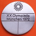 ** 1,13 ONZAS de PLATA PURA 999 ** MEDALLA OLIMPIADA de MUNICH 1972 AROS OLÍMPICOS y LOGO 40 mm