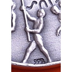 ** 1,15 ONZAS de PLATA PURA 999 ** MEDALLA OLIMPIADA de MELBOURNE 1956 AROS OLÍMPICOS y ABANDERADOS 40 mm