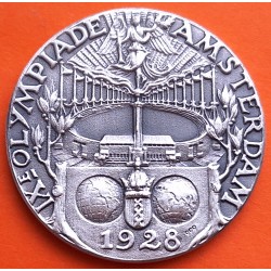 ** 1,12 ONZAS de PLATA PURA 999 ** MEDALLA OLIMPIADA de AMSTERDAM 1928 ANTORCHA RADIANTE 40 mm