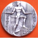 ** 1,05 ONZAS de PLATA PURA 999 ** MEDALLA OLIMPIADA de BERLIN 1936 ÁGUILA NAZI y ATLETA 40 mm