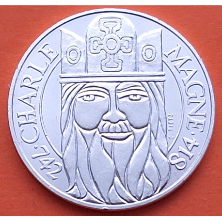 FRANCIA 100 FRANCOS 1990 REY CARLOMAGNO KM.982 MONEDA DE PLATA SC + IMPERFECCIONES France 100 Francs silver