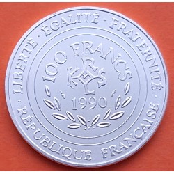 FRANCIA 100 FRANCOS 1990 REY CARLOMAGNO KM.982 MONEDA DE PLATA SC France silver francs