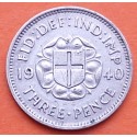 INGLATERRA 3 PENIQUES 1940 KING GEORGIUS VI KM.848 MONEDA DE PLATA MBC UK 3 Pence silver