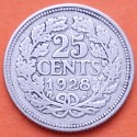 HOLANDA 25 CENTIMOS 1928 REINA GUILLERMINA KM.164 MONEDA DE PLATA MBC- The Netherlands 25 Cents silver WILHELMINA